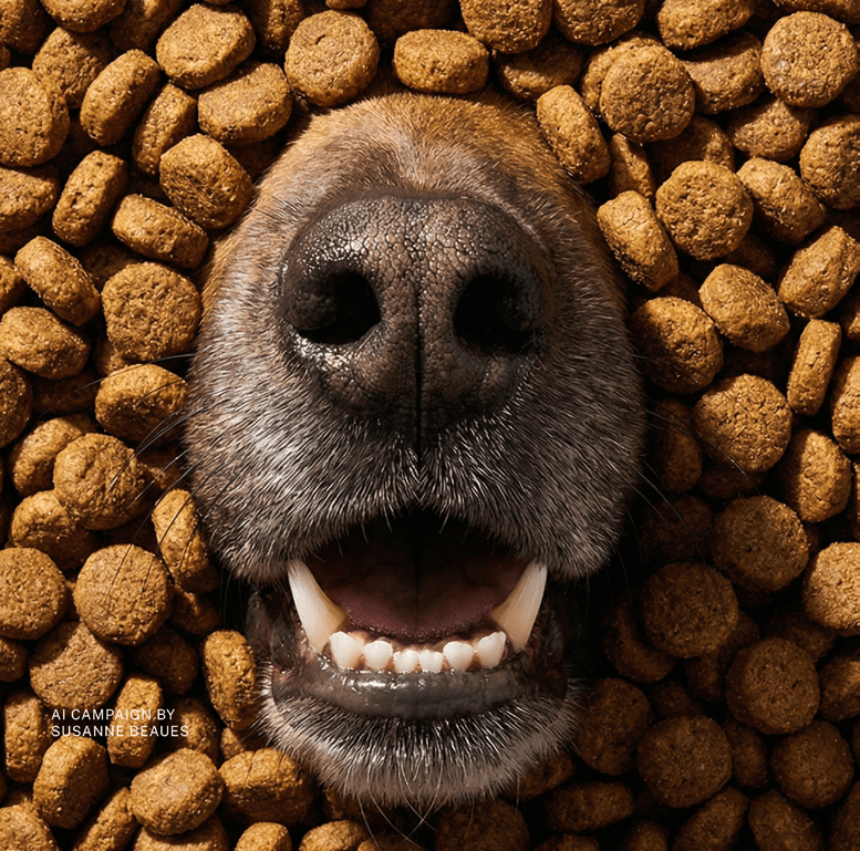 Dog nose in kibble