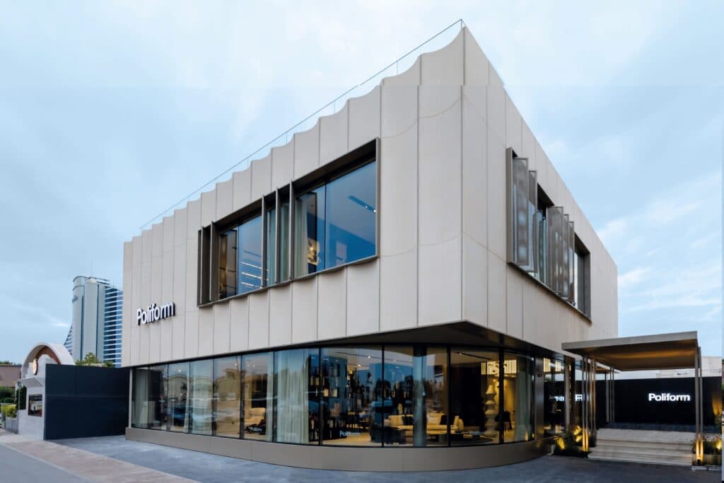 Modern commercial building exterior in Dubai